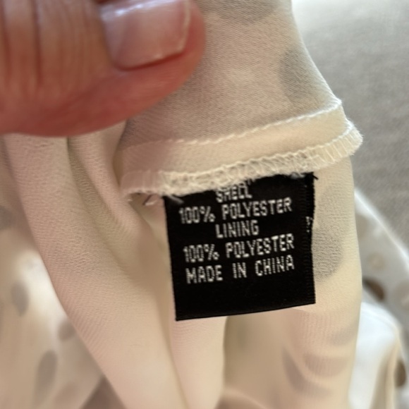 Adrianna Papell Neutral Midi Polka Dot Pleated Size 8 - Picture 8 of 9